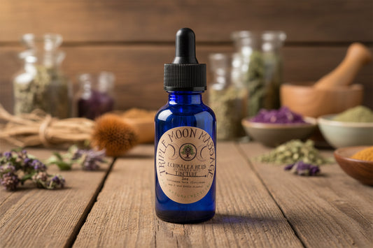 Bottle with a label on a green background