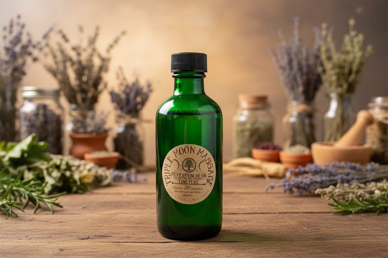 Bottle with a label on a green background